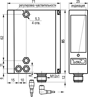 Габариты OPR IC61P5-43N-R2000-LES4